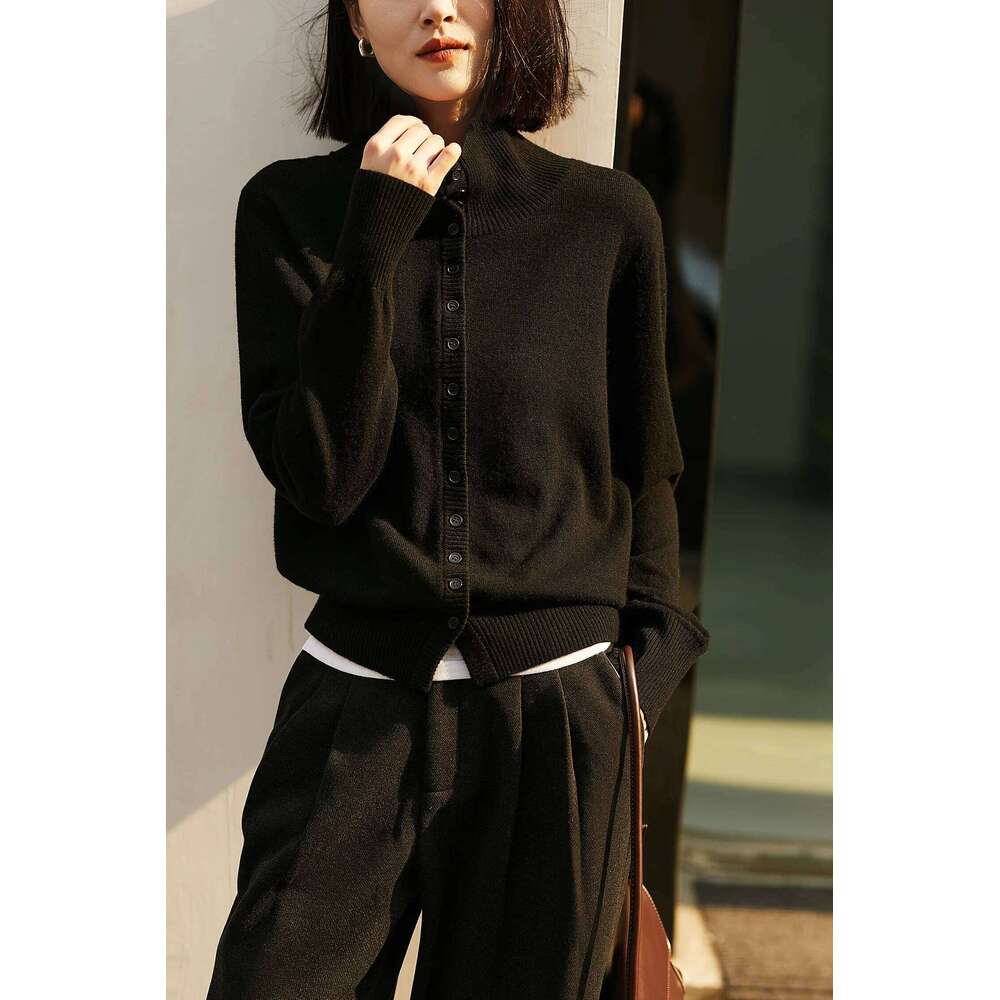 Free-Knit Wise And Relaxed, Italian Craft Wool Cashmere Stand-Up Sweater, New Girl 251020 251020