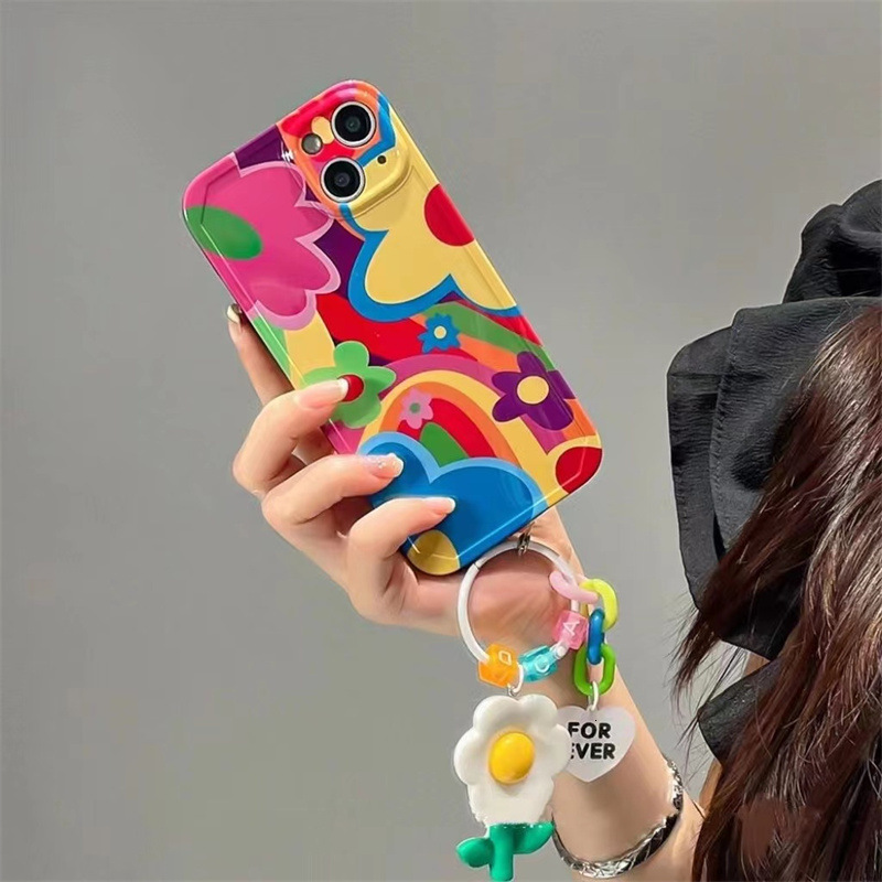 Yellow Flower Wrist Strap Compatible with iPhone 17 Phone Case Crossbody Lanyard 16 New Model 15 Women 14 Plus Trendy