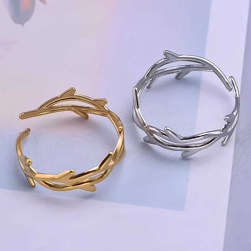 Thistles Thorns Open Adjustable Stainless Steel Rings For Women Men Accessories Fashion Jewelry Finger Ring Punk Vintage Gift J251020