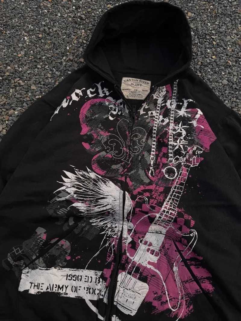 Punk High Street Hiphop Letter Print Oversized Zipper Hoodie Women Y2K Casual Trendy Brand Harajuku Rock Loose Sweatshirt Men W251020