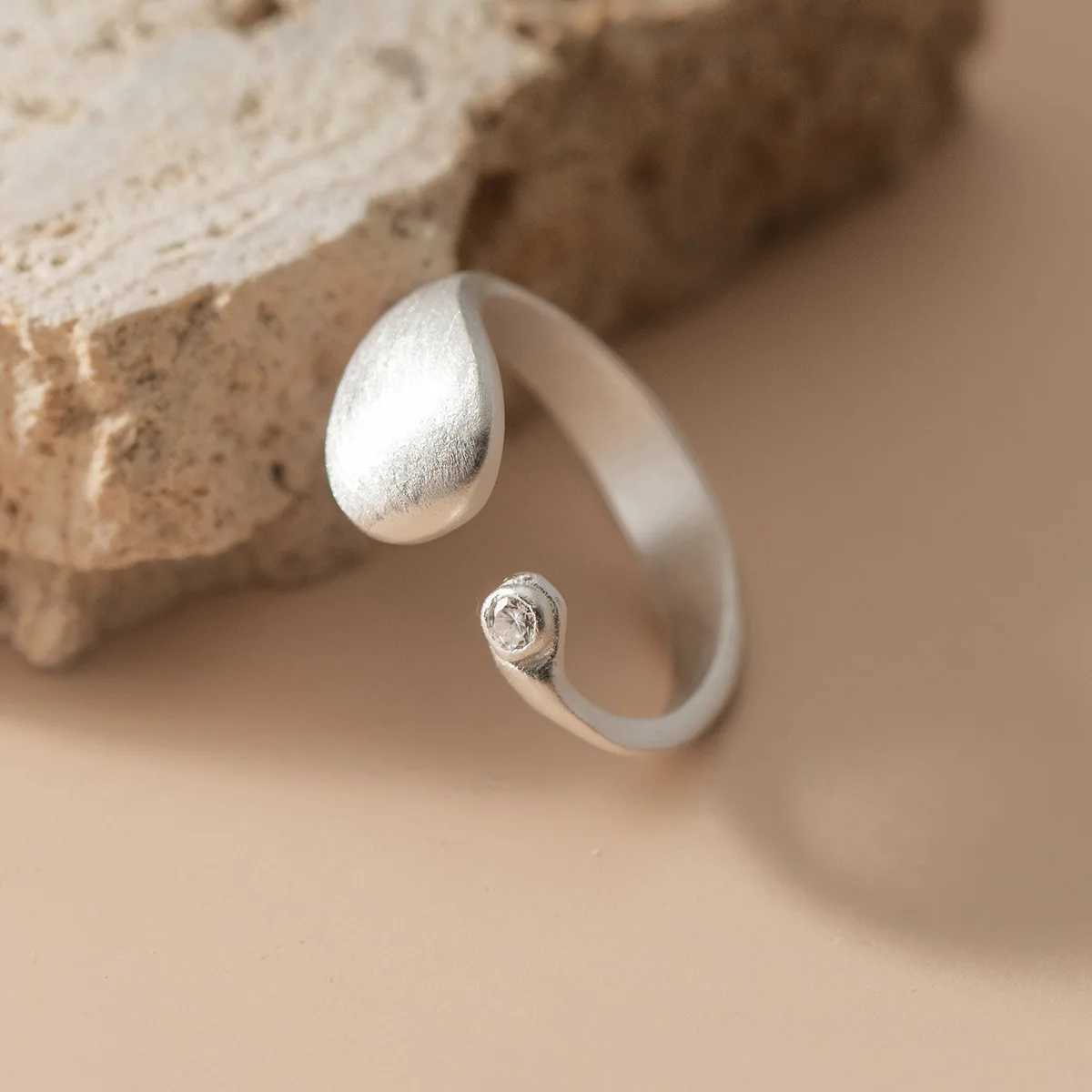 925 Sterling Silver Matte Finish Geometry Adjustable Rings For Women Wedding Fine Jewelry Accessories Argent 925 J251020