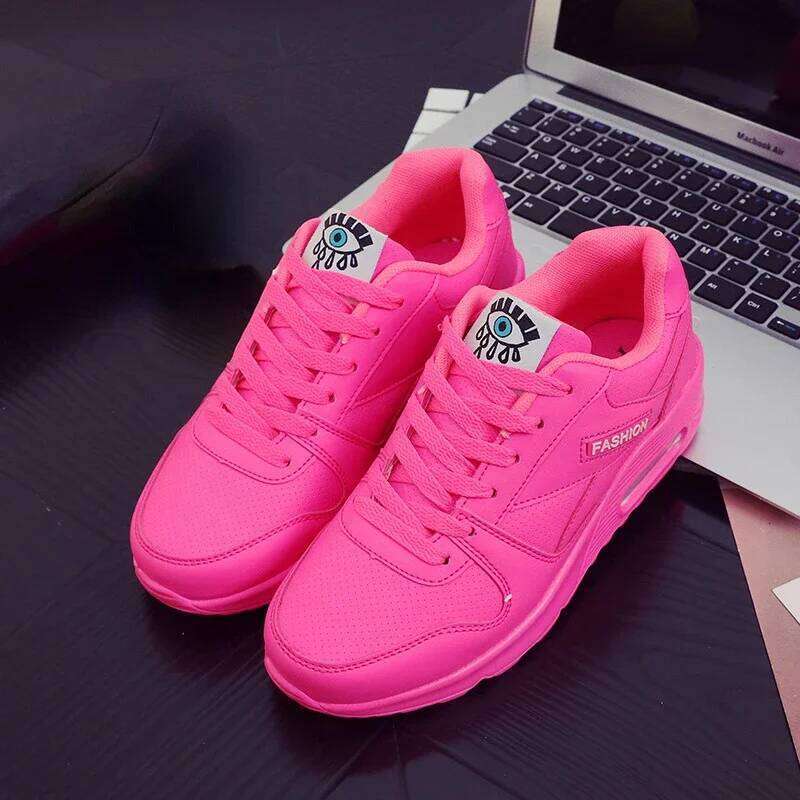Hot Seller Women Fashion Sneakers Cushion Pu Leather Blue White Pink Outdoor Walking Jogging Shoes Female Trainers