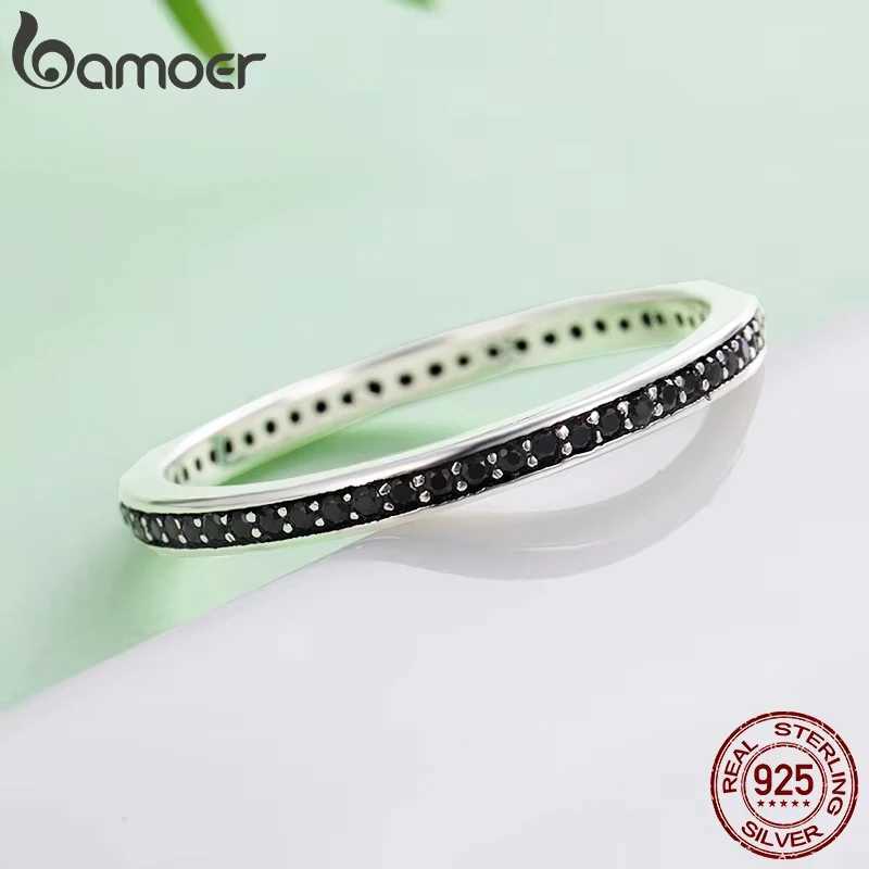 BAMOER Authentic 925 Sterling Silver Dazzling CZ Stackable Rings for Women Wedding Jewelry Mother Gift SCR114 J251020