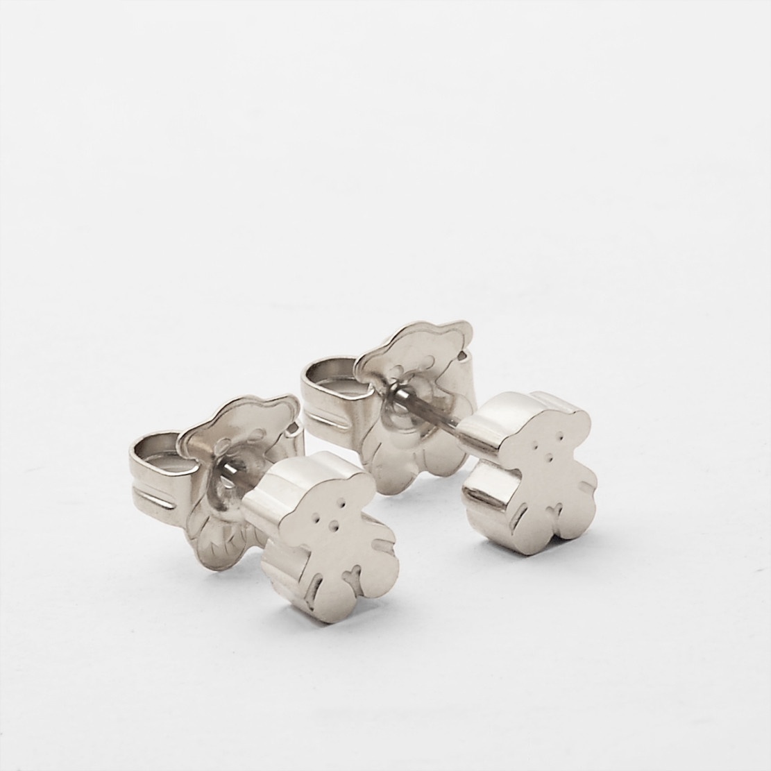 Fashion Women Men Bear Silver Gold Stainless Steel White Small Pearl Flower Cartoon Animal Zircon Span Stud Earrings Jewelry