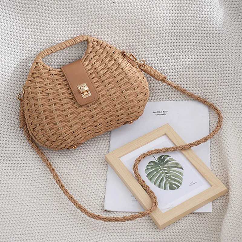 New Fashionable Womens Handheld Straw Bag Luxury Versatile Shoulder Crossbody BagT251020
