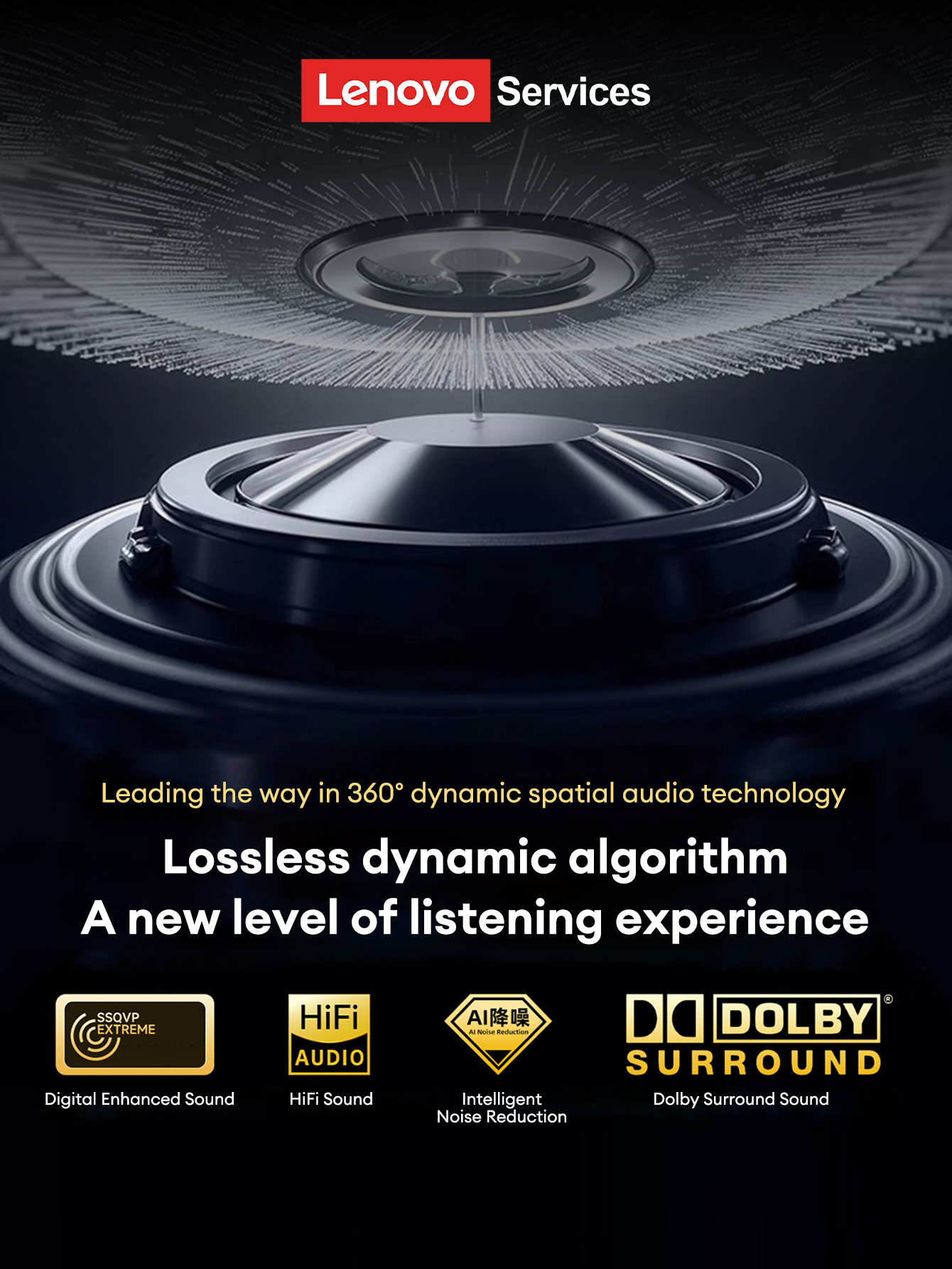 LenovoService Over-Ear Bluetooth 6.0 Wireless Headphones LE601 High-Fidelity Sound Comfortable Noise-Cancelling Gaming-Grade Performance Extra-Long Ba