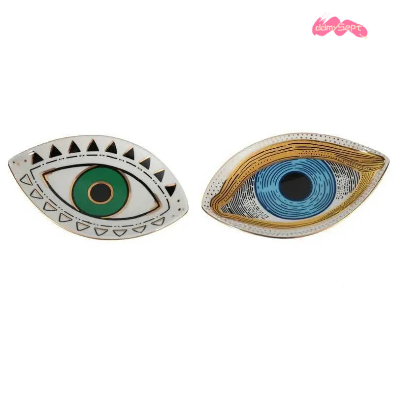 Evil Eye Shaped Ceramic Tray - Decorative Jewelry Holder, Candy Dish, and Abstract Home Decoration ddmysept