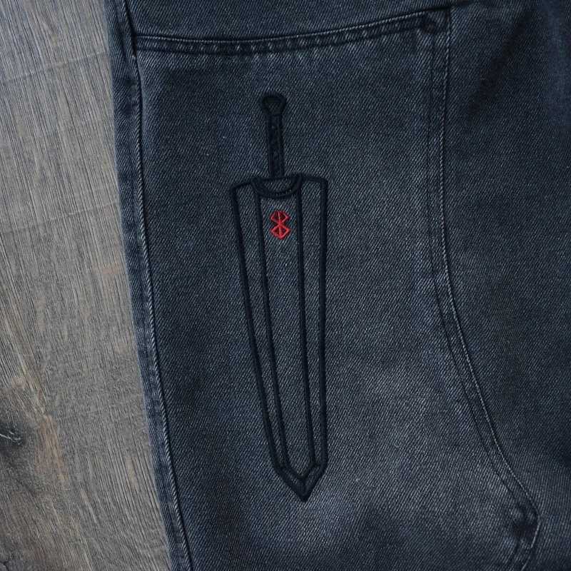 Berserk jeans fashionable Y2K baggy men pants American style distressed washed streetwear Harajuku Gothic embroidery floor pants Z250605