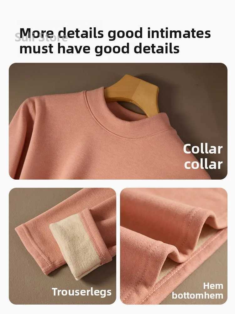 Womens Thermal Underwear 2025 New Fleece Lined Thickened Winter Heating Womens Base Layer Top and Bottom SetT251020