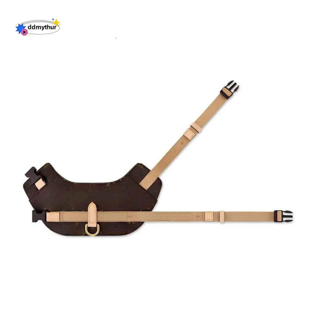 Designer Dog Harness, No-Pull Pet Vest with Classic Letter Pattern, No Choke, Adjustable, Easy Walking and Training for Small, Medium Dogs Brown B267 