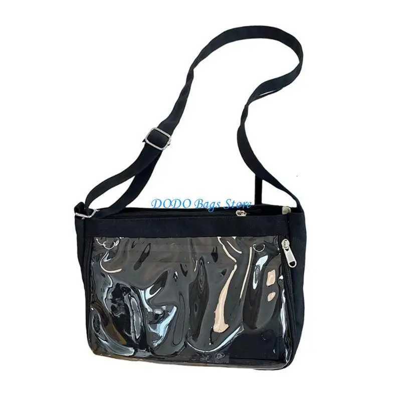 School Girl Student Uniform Crossbody Bag Japanese Clear Window Canvas Shoulder Handbag Anime Pin Display ItabagT251020