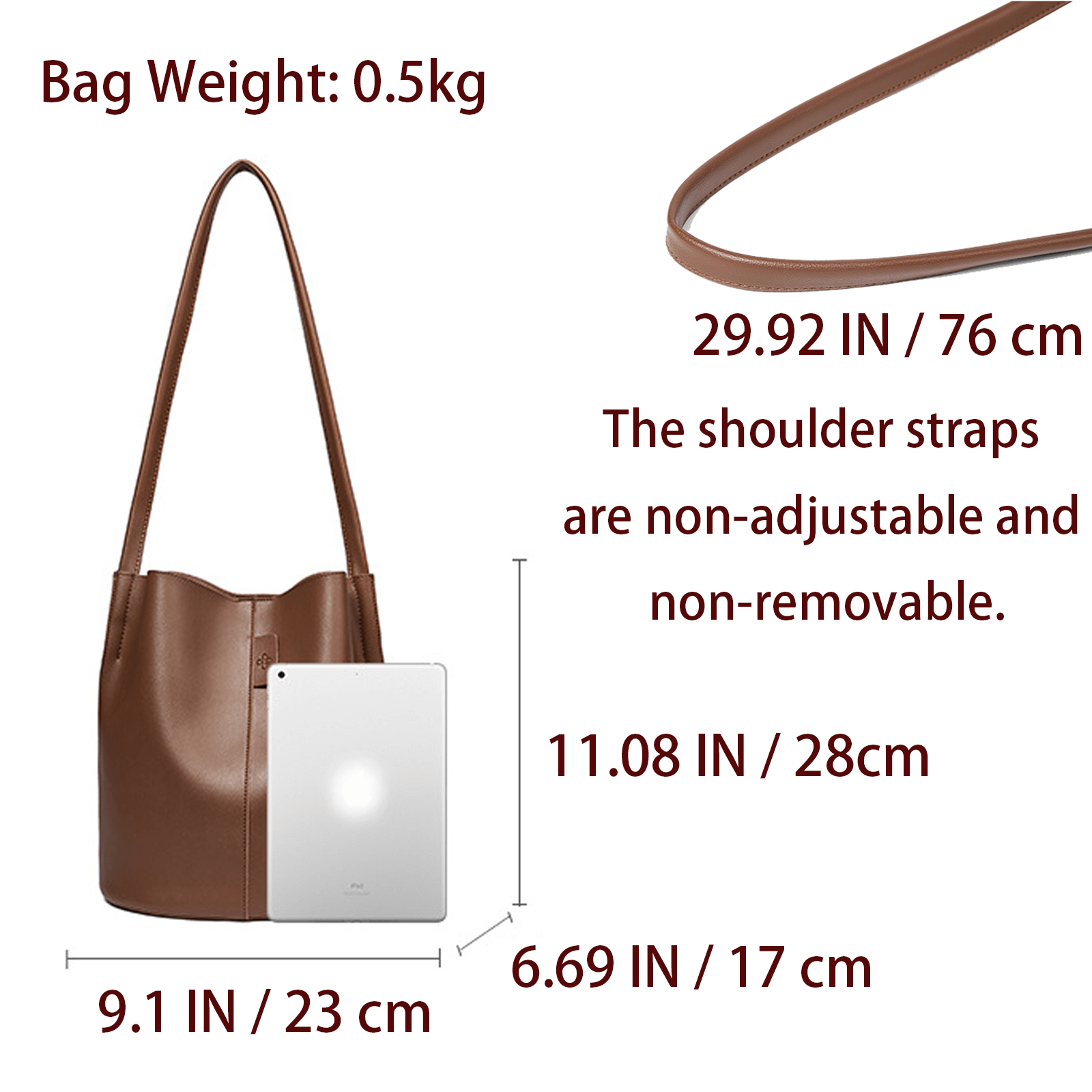 Fashion Bucket Bag Ladies Chic Shoulder Bags Women's Stylish Brown Bag
