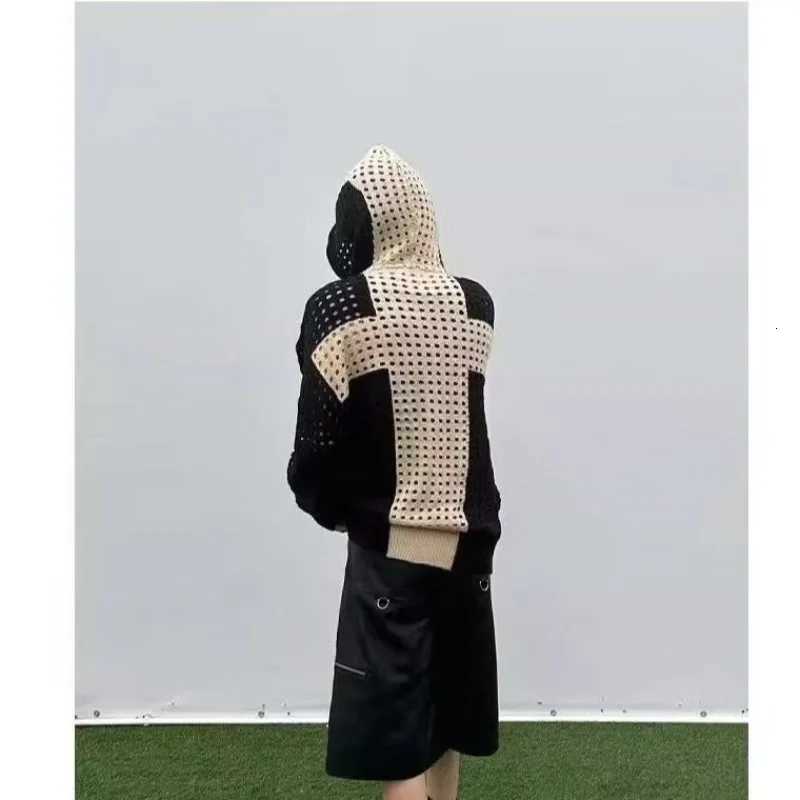 European and American fashion high street cutout colorblocked men hoodies Goth Harajuku loose clothing couple casual sportswear W251020