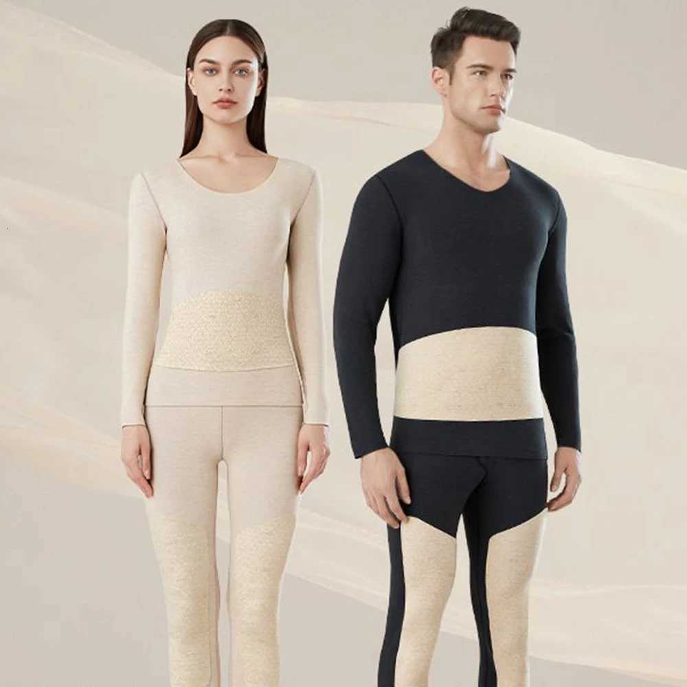 Winter Womens Thermal Underwear Bottoming Tops Wool Silk Patch Thickened Double Layer Warm Lingerie 2 Pieces Set Thermal PantsT251020