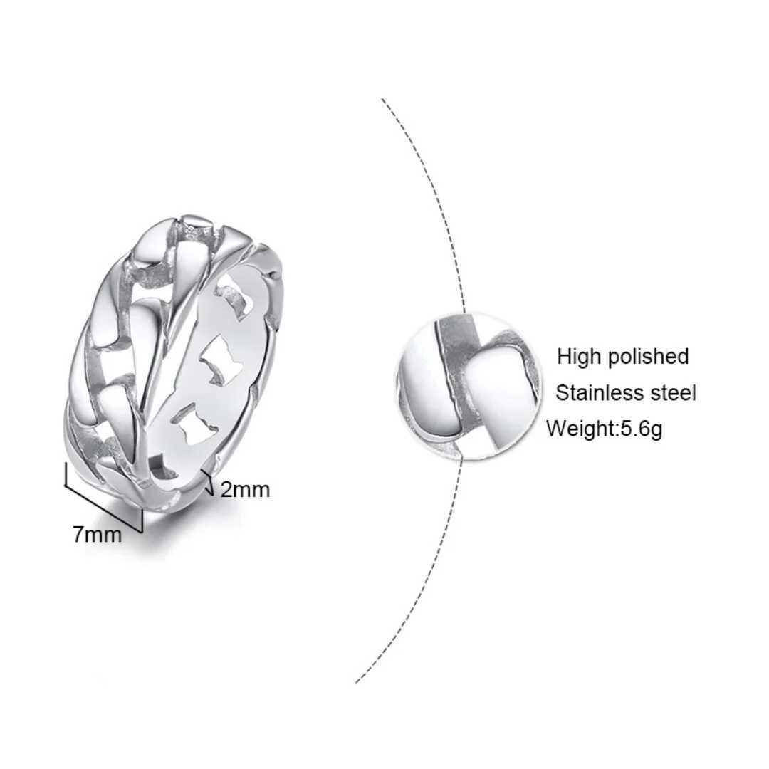 Man Vintage Oxidized Stainless Steel Rings Links Shaped Finger Band Punk Rock Alliance Father Boyfriend Valentines Day Gift J251020