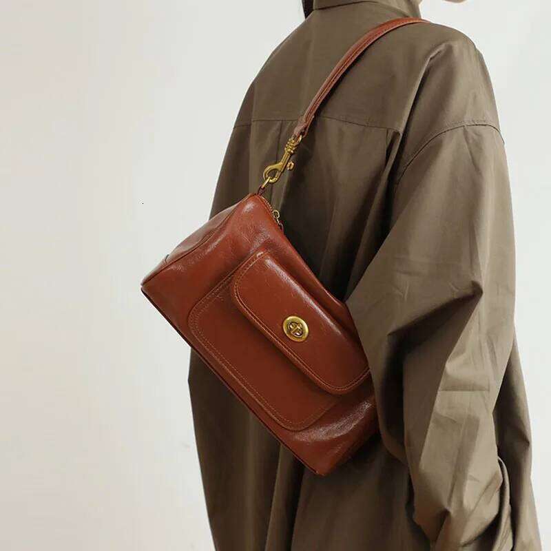 Genuine Leather Underarm New Vintage Y2k Top Layer Cowhide Large Capacity Crossbody Fashionable Ladies Shoulder Bag Suotong251020 Suotong1020