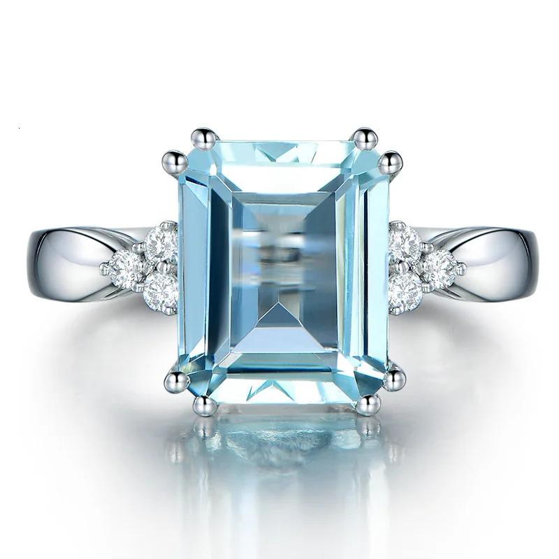 925 Sterling Silver Fashion Aquamarine Gemstone Ring For Women Wedding Party Jewelry Gifts Wholesale 251020
