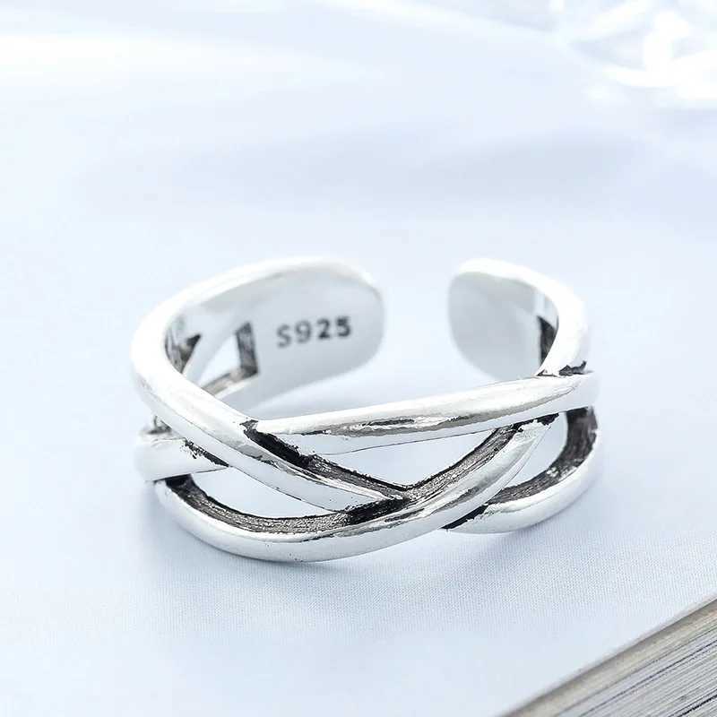 925 Sterling Silver OverlAPping Adjustable Open Rings For Women Engagement Jewelry AccESSories J251020