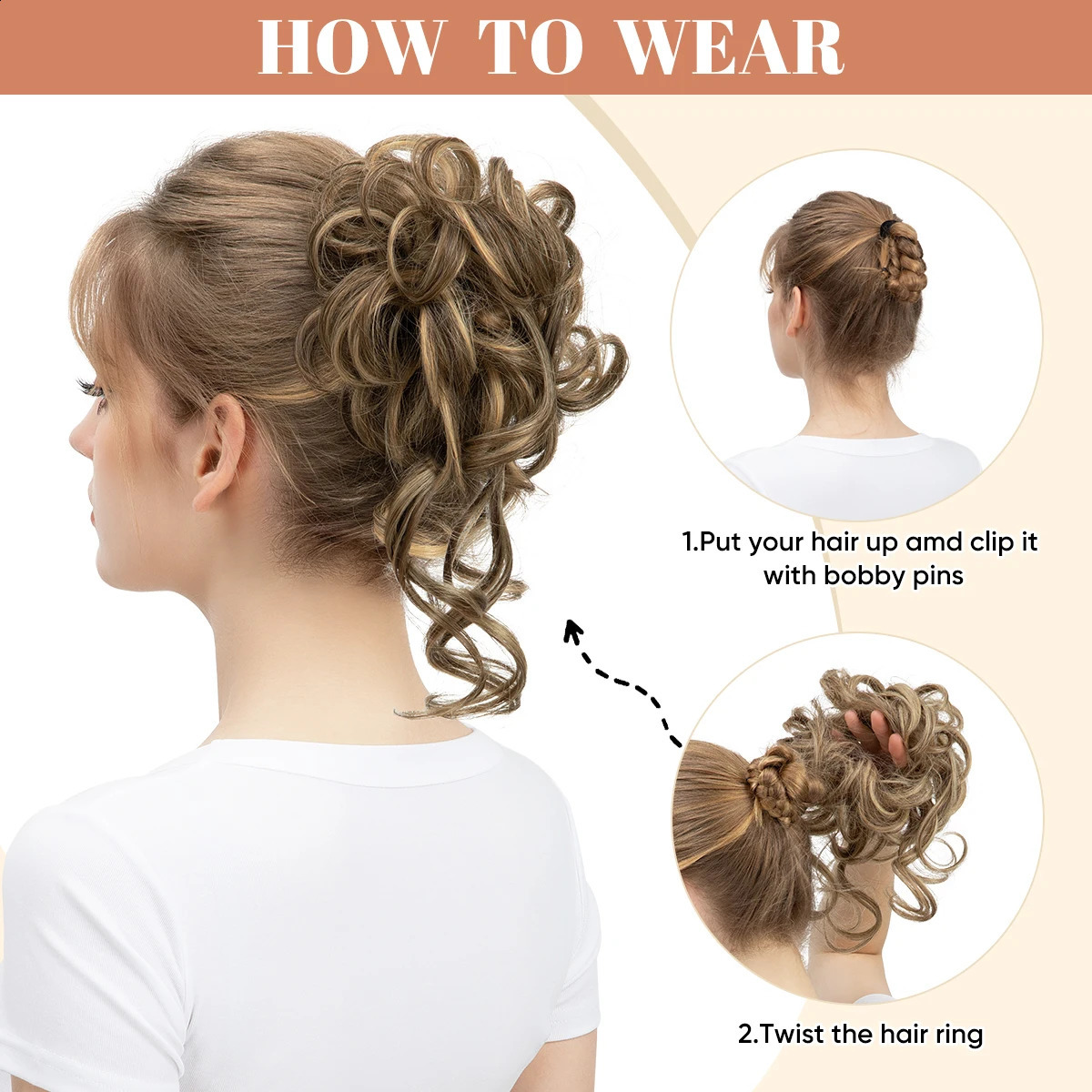 Synthetic Messy Hair Bun Curly Elastic Scrunchies Hairpieces Chignon Extensions Donut Updo Black Blonde Hair Pieces for Women 251011