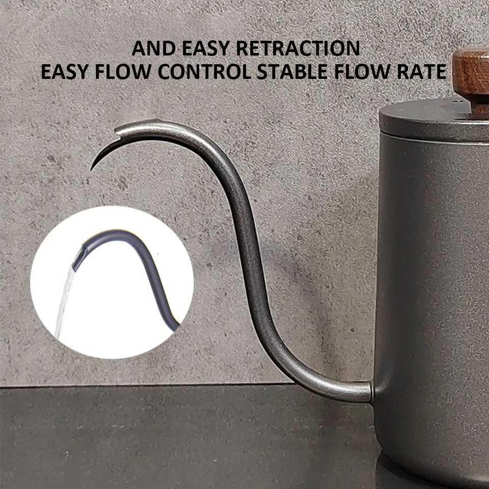 304 Stainless Steel Kitchen Coffee Pot Barista Long Neck Spout Milk Frothing Kettle Coffee Accessories 550 600ml Y251020