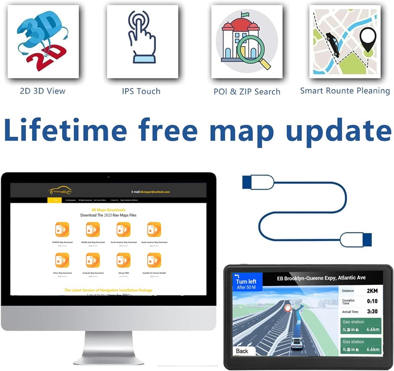 9 Inch Car GPS Navigator Bluetooth AVIN With Voice Guidance and Speed Camera Warning 2D&3D Map World Maps Free Lifetime Map - view 7