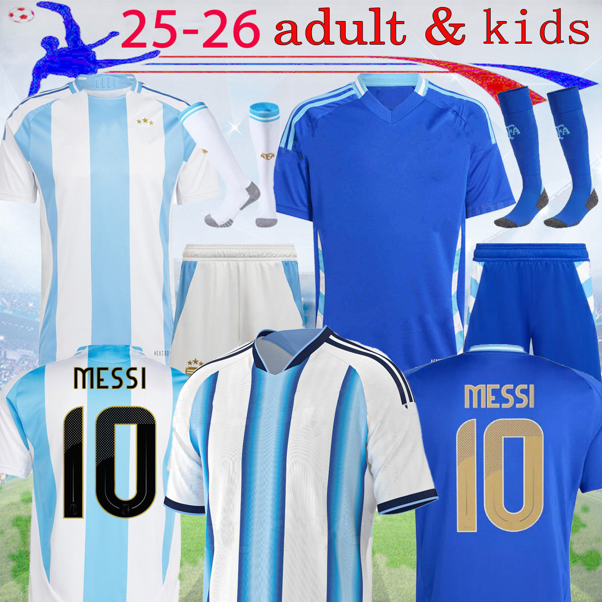 25 26 Argentine soccer jerseys 2026 MESsIs Argentino kids kit player version J.ALVAREZ MAC ALLISTER DI MARIA E.FERNANDEZ L.MARTINEZ football shirts 16-4XL