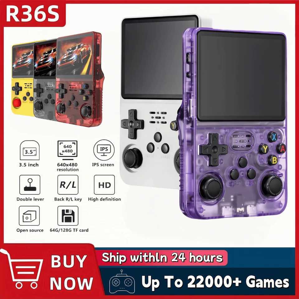 Retro R36S Handheld Video Game Console 35 Inch IPS Screen 128GB Preloaded Games Portable Pocket Player Linux System J251120