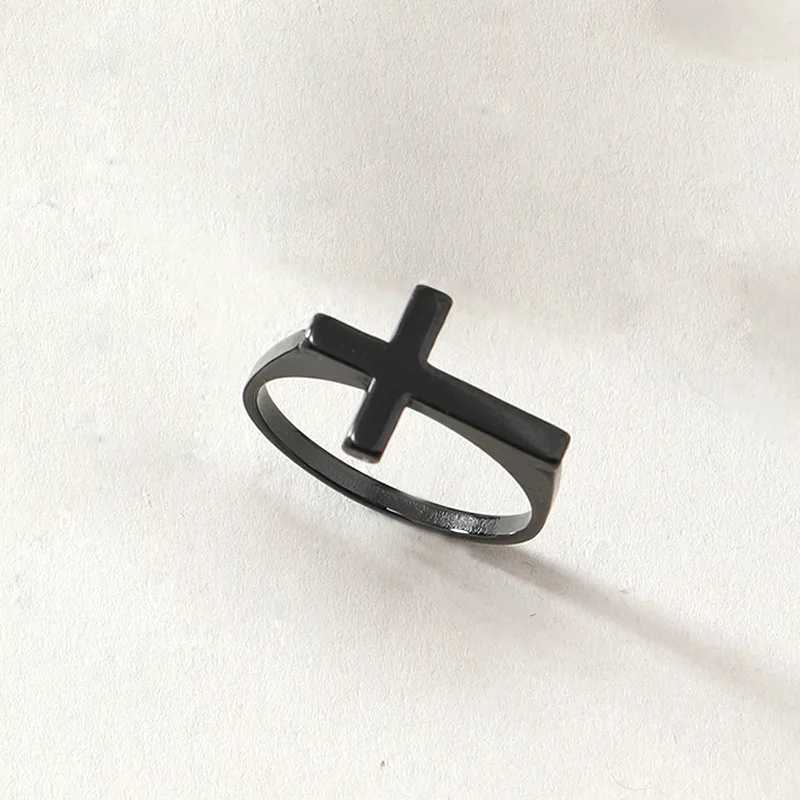Simple Classic Thin Cross Ring For Men Women Stainless Steel Punk Gothic Ring Unisex Accessories Designer Jewelry Christian Gift J251020