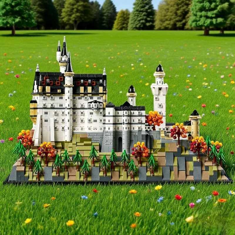 MINISO Neuschwanstein Castle Architectural Model Kit 21063 European Castle Forest landscape Building Blocks Toy Christmas Gift Z251018