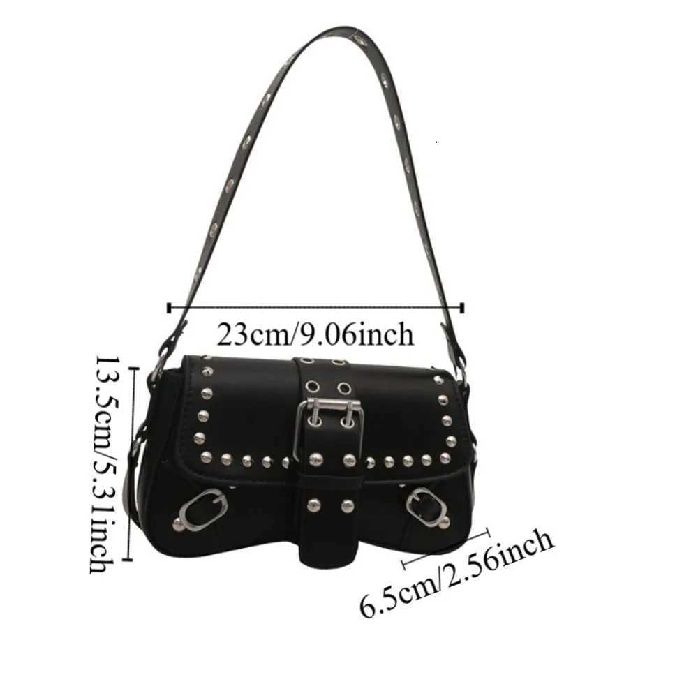 Casual Punk Style Y2K Armpit Bag American Style Sweet Cool Underarm Bag Handbag Large Capacity Rivet Shoulder Bag OutingT251020