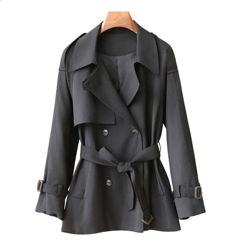 Women's Trench Coats Short Windbreaker Women Spring Autumn Fashion Black Trench Coat Loose Coats Female DoubleBreasted Outerwear 230822