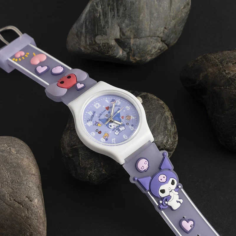 Sanrio Sanrio 3D Pattern Childrens Watch Cinnamoro Hello Kitty Waterproof Quartz Watch Kuromi Cartoon Silica Gel Watchband Kids L251020