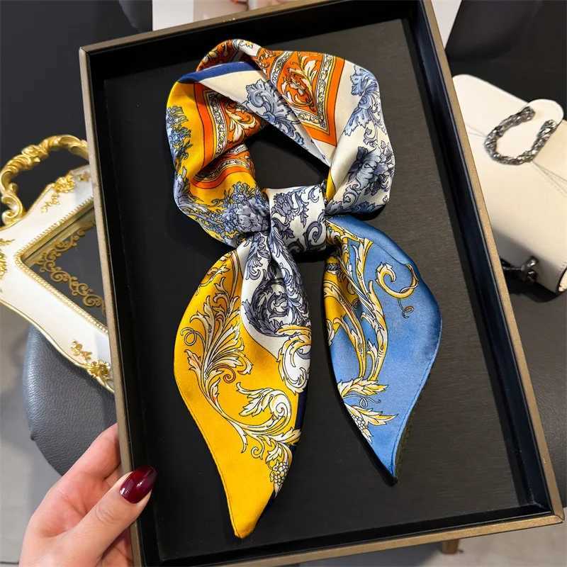 Luxury Brand 2025 Bohemia Print Square Silk Scarf for Women Hijab Hair Bands 70cm Neckerchief Female Satin Shawl Ribbon Headband11 D2510201