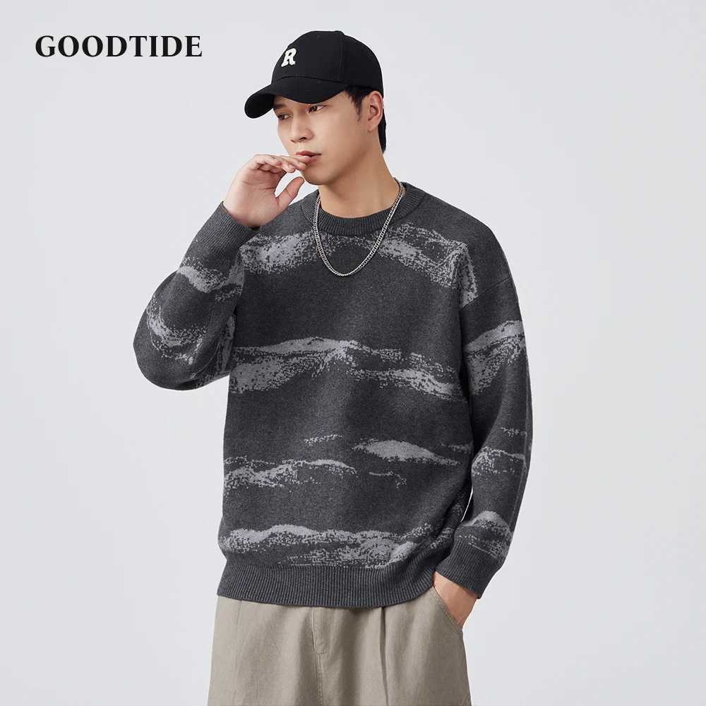 Fashion Mens Casual Landscape Pattern Sweater Autumn Winter Crew Neck Knitted Pullover Comfortable Soft Long Sleeve Jumper Top W251020