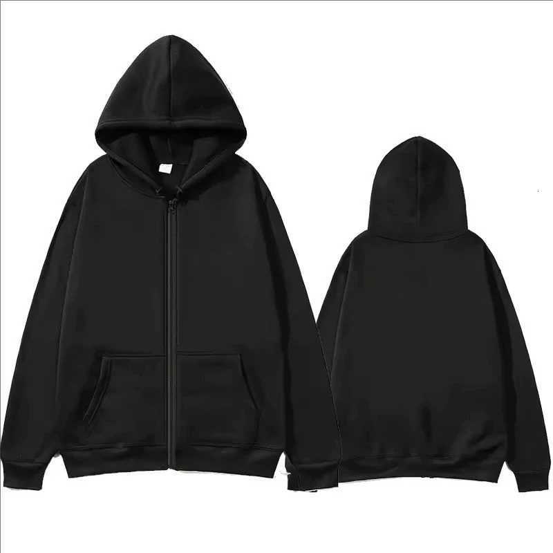 Men Women Casual Fashion Zipper Hoodie Autumn Winter Hip Hop Streetwear Solid Color Long Sleeve Fleece Zipup Sweatshirts W251020
