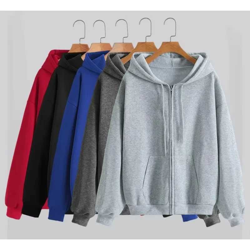 Mens Fleece Jackets Fashion Zipper Sweatshirts Spring Autumn Loose Casual Hoodies Womens Y2k Long Sleeve Solid Hooded Jacket W251020