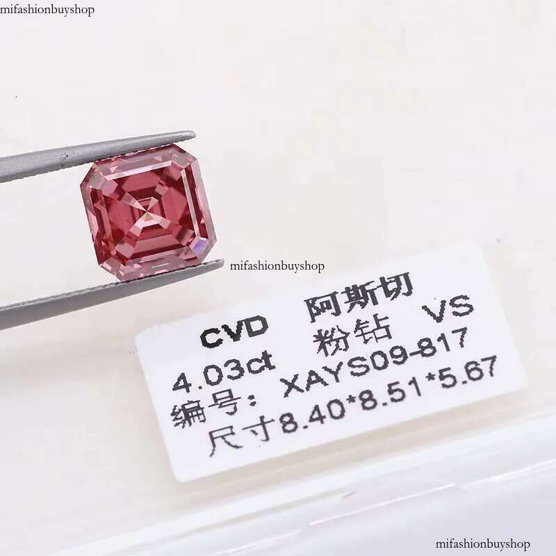 Asscher Cut 4.03carat Hpht Cvd Fancy Pink Lab Grown Loose Dias Synthetic Dia Factory Wholesale