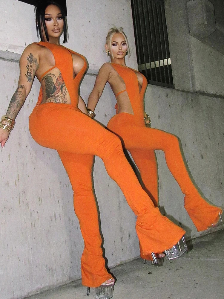 Weird Puss Sexy Hipster Women Tracksuit 2 Piece Set Deep VNeck Sleeveless BodysuitLeggings Matching Hipster Streetwear Outfits 251013