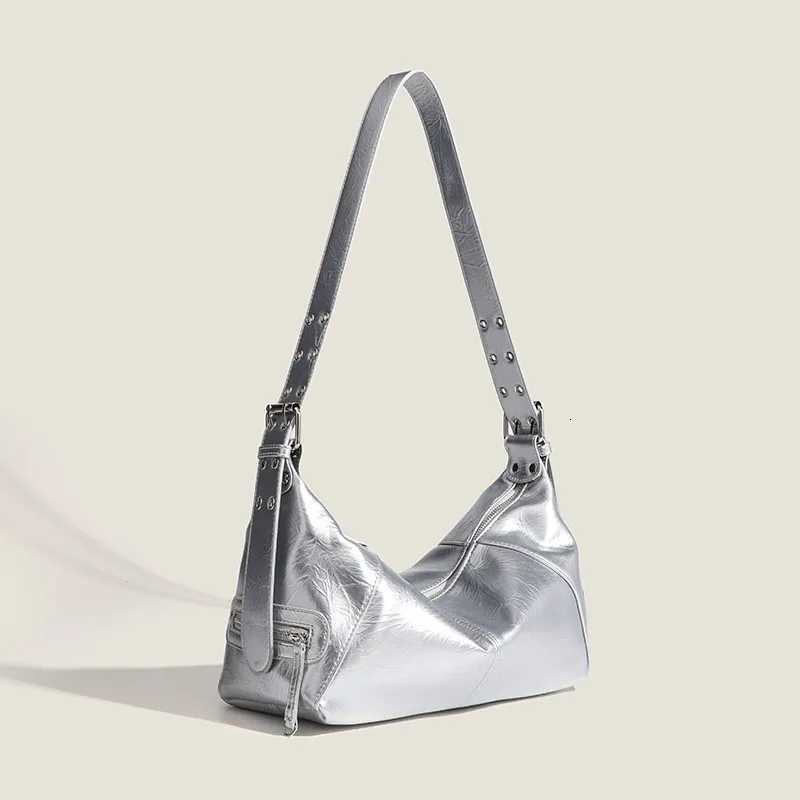 Women Top Handle PU Leather Sling Bag Solid Color Shoulder Bag Underarm Bag Fashion Portable Rivet Handbag Tote BagsT251020