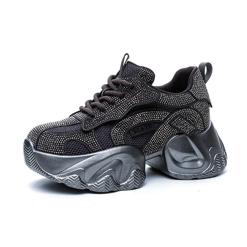 2025 New Designer Shoe Women's Gypsophila Rhinestone Shoes with Thick Sole Hidden Heel & Sparkling Detail Casual Fashion Versatile Elegant Style