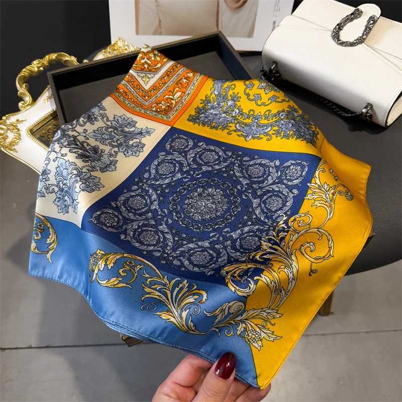 Luxury Brand 2025 Bohemia Print Square Silk Scarf for Women Hijab Hair Bands 70cm Neckerchief Female Satin Shawl Ribbon Headband11 D2510201