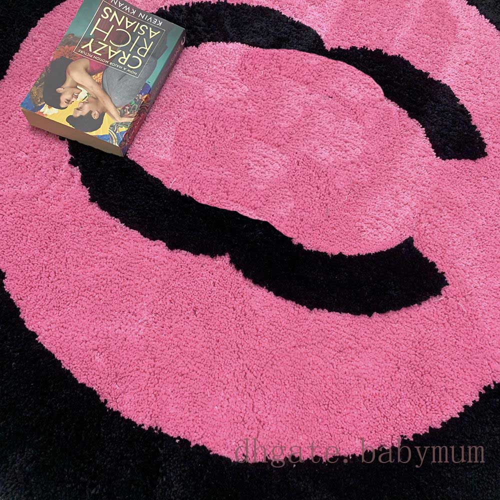 luxury thicken cc rugs non-slip round mat top quality flocking carpet designer bedroom rest area rug high-end lounge floor mat