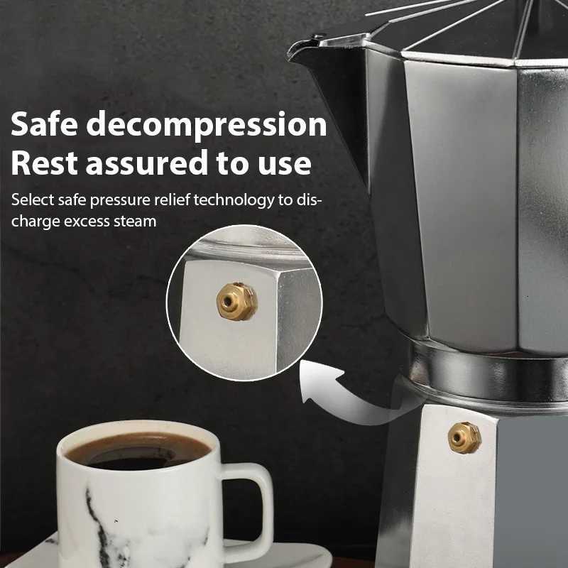 Octagonal Moka Coffee Kettle Latte Percolator resso Pot He Off Travel Outdoor Camping Tableware Aluminum Coffee Tea Pot Y251020