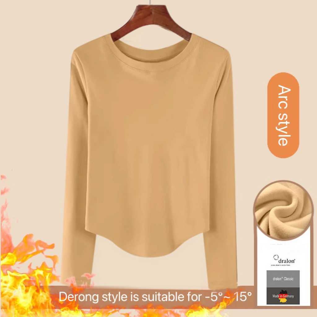 1pcs Women Autumn Winter Longsleeved Tshirt Lady Thermal Underwear Thick Velvet Slim Fit Fashion New Style Roundneck TopT251020