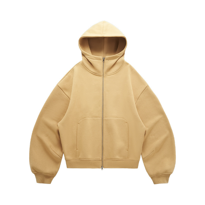 Jie Zhan Men's Clothing | Curved Designer Hoodie Jacket Tracksuit Men Polo Veste Coat Sleeve Boxy Hoodie 25 Autumn Winter New Eggshell Fleece Zip