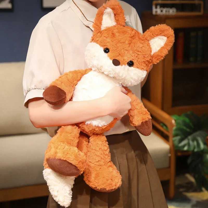 35cm50cm Cute Fluffy Fox Plush Toy Soft Cartoon Orange Foxes Stuffed Doll Baby Appease Children Birthday Gift J251020