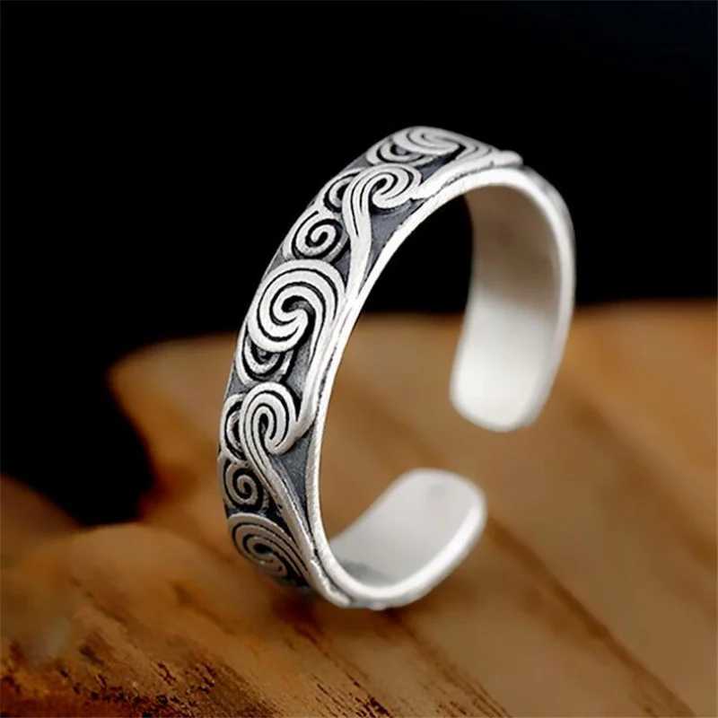 UiniTail hot new 925 Tibetan silver retro auspicious cloud opening ring simple personality cloud Chinese style jewelry JZ239 J251020