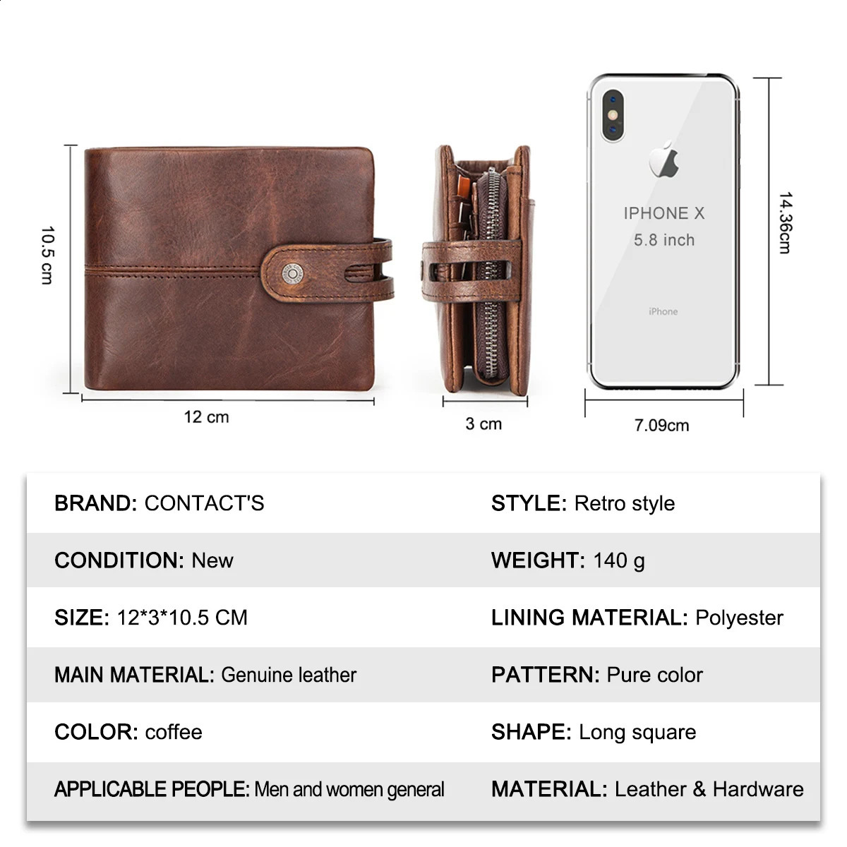 CONTACTS Casual Men Wallets Crazy Horse Leather Short Coin Purse Hasp Wallet Cow Leather Clutch Wallets Male Carteiras 251023ww
