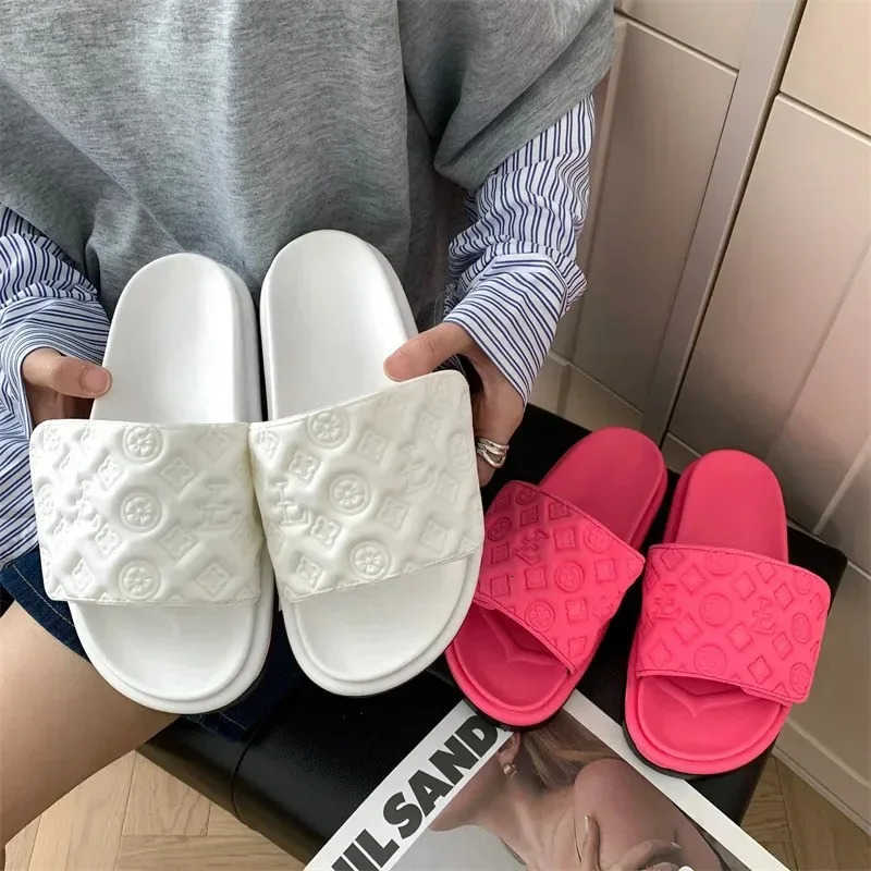 Women Magic Tape Flat Slippers New Summer Luxury Shoes Brand Platform Sandals Ladies Height Increase Flats Slides Women Slippers Z251020