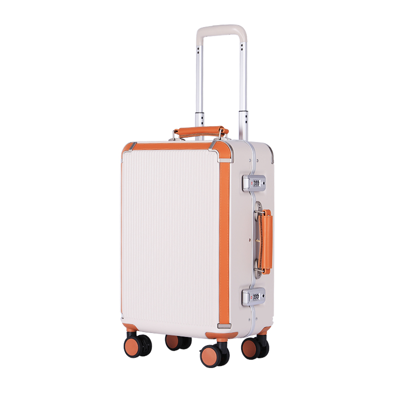 Large Capacity PC Travel Luggage with Silent Wheels, Minimalist Luxury Suitcase (20/24/28 Inch, Brown/Beige) Featuring Mother - Child Combination & Si